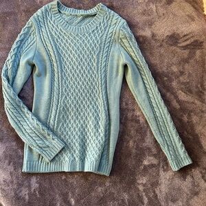 Women's Cable Knit Sweater - Light Blue